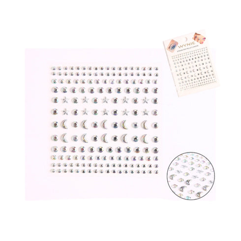 Adesivi per Viso e Corpo con Cristalli Iridescenti | Stelle, Lune e Gemme Decorative WYNIE