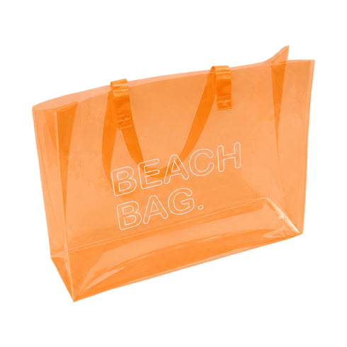 Beach Bag Fluo WYNIE - Maxi Borsa Mare Trasparente Colorata in PVC, colore arancione fluo