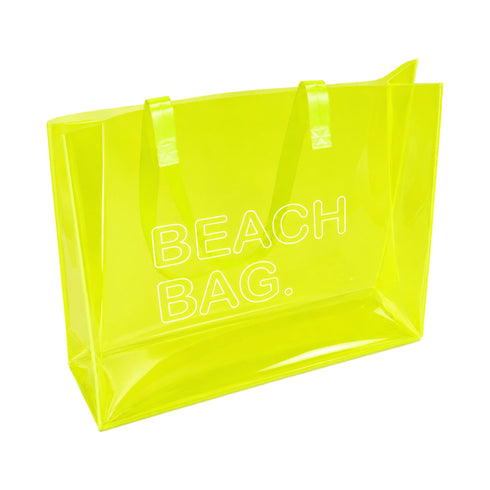 Beach Bag Fluo WYNIE - Maxi Borsa Mare Trasparente Colorata in PVC, colore giallo fluo