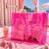 Beach Bag Fluo WYNIE - Maxi Borsa Mare Trasparente Colorata in PVC, colore rosa fluo