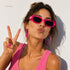 Berry Crush Y2K | Occhiali da Sole Rettangolari Fucsia Trasparente WYNIE