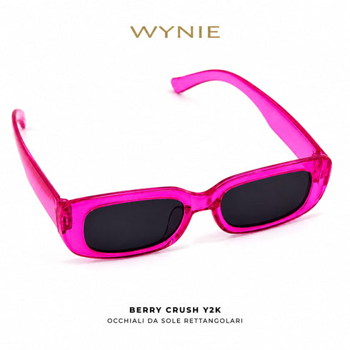 Berry Crush Y2K | Occhiali da Sole Rettangolari Fucsia Trasparente WYNIE