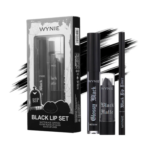 Hallowynie Black Lip Set - Matita Labbra, Lipgloss e Rossetto Halloween