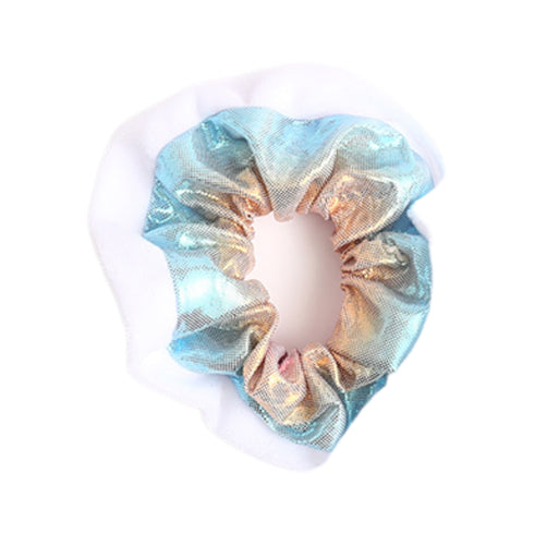 Chameleon Scrunchies Olografiche – Elastici Capelli in Tessuto Cangiante | Wynie Christmas Collection, azzurro, oro