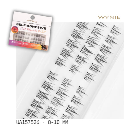 Ciglia Finte a Ciuffetti Auto-Adesive Naturali 8–12mm UA157526 | 36 Pezzi Senza Colla, Facili da Applicare WYNIE