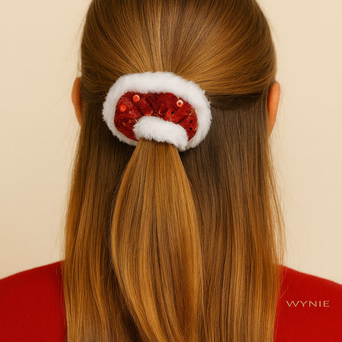 Scrunchies Natale con Paillettes Rosso, Verde, Argento e Oro | Wynie Christmas Collection