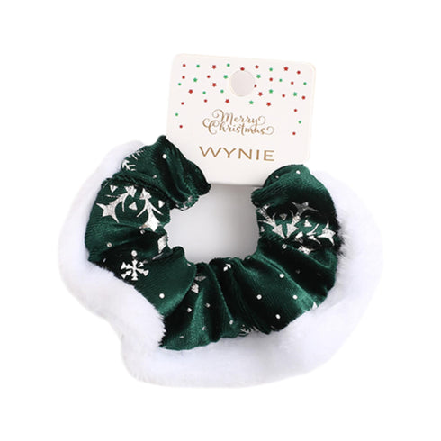 Elastici Scrunchies Natale in Tessuto Rosso e Verde con Fiocchi di Neve | Wynie Christmas Collection