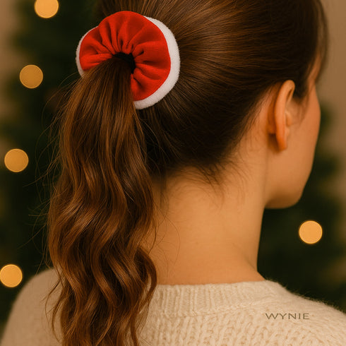 Elastici Scrunchies Natale in Tessuto Rosso e Verde | Wynie Christmas Collection