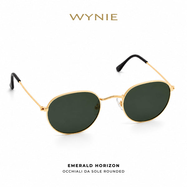 Emerald Horizon | Occhiali da Sole Rounded Gold con Lenti Verdi Wynie