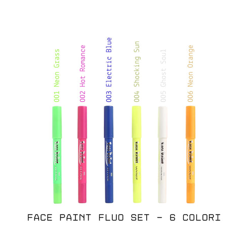 Wynie Face Paint Stick Pencil FLUO - Penna per Occhi, Viso e Corpo | Make-up Halloween, Carnevale, Cosplay