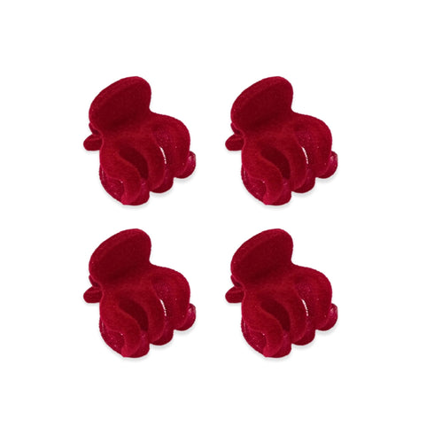 Fermagli per Capelli in Velluto Rosso 2,5 cm – Set 4 Pezzi | Wynie Christmas Collection