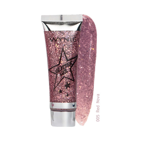 Glitter Gel - Illuminante per Viso, Corpo e Capelli Wynie 005 Red Nova, rosso