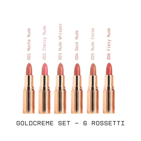 GoldCreme Matte Lipstick - Rossetto Cremoso Opaco, set completo 6 rossetti