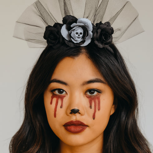 HALLOWYNIE Cerchietto per Capelli Teschio Velato | Halloween Edition