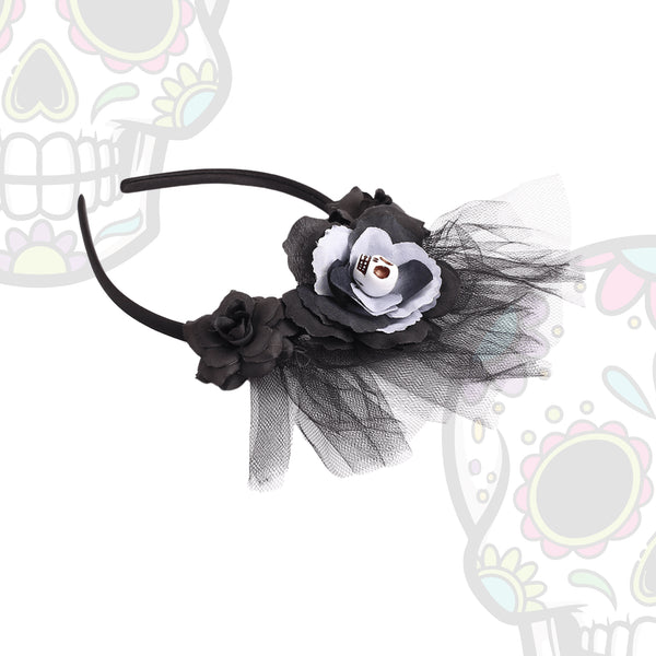 HALLOWYNIE Cerchietto per Capelli Teschio Velato | Halloween Edition