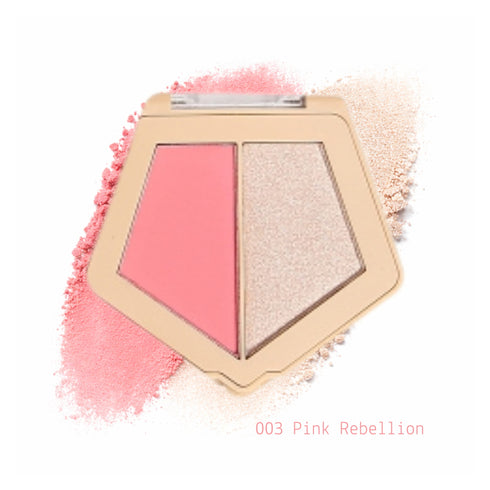 Wynie Highlighter Rogue Brush 2in1 Palette Viso con Blush e Illuminante 003 rosa