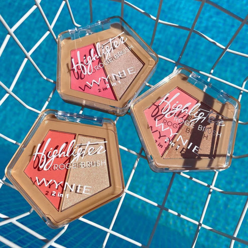 Wynie Highlighter Rogue Brush 2in1 Palette Viso con Blush e Illuminante