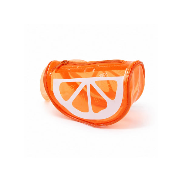 WYNIE Jelly Case Orange MINI – Pochette Beauty in PVC Trasparente Arancia Effetto Glossy