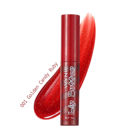 Wynie Lip Butter Gloss - Lucidalabbra Glitterato Bi-Colore 001, rosso con glitter oro