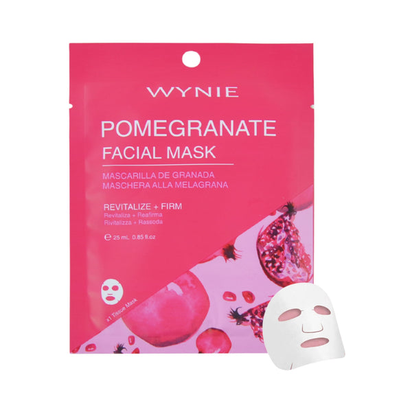 Maschera Viso in Tessuto alla Melagrana – Idratante, Rivitalizzante, Rassodante | Wynie Facial Mask Pomegranate Revitalizing + Firming