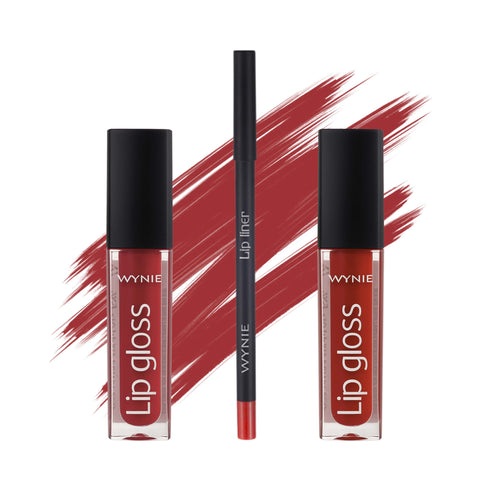 Wynie Matte Perfection Set Regalo - Festive Red Lip Kit | Matita Labbra + 2 Rossetti Liquidi Rossi