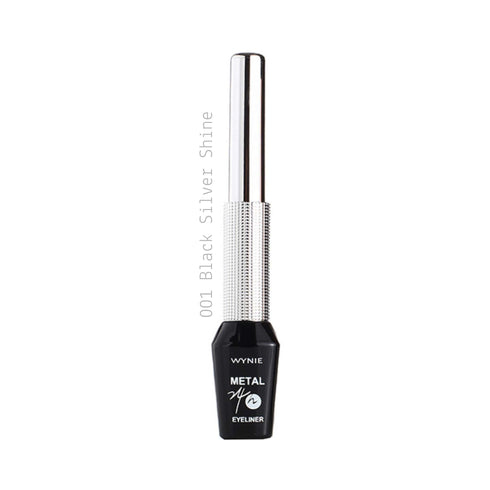 Metal 24H Eyeliner Metallizzato con Glitter Wynie 001 Black Silver Shine argento