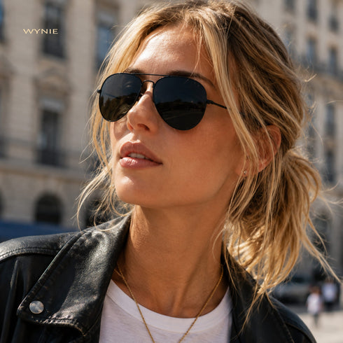 Midnight Pilot | Occhiali da Sole Aviator Nero Wynie