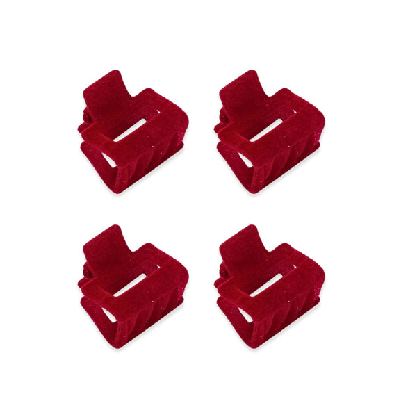 Mini Fermagli per Capelli in Velluto Rosso 2,5 cm – Set 4 Pezzi | Wynie Christmas Collection