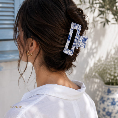 Pinza per Capelli Blu e Bianca | Toile du Jouy Wynie