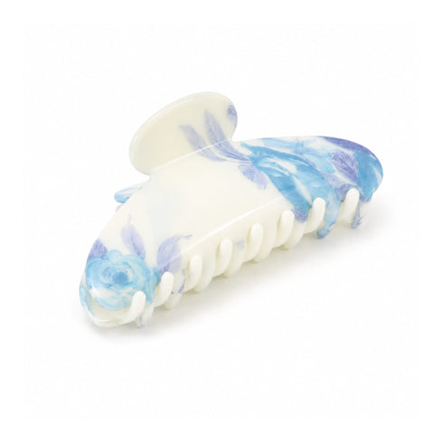 Pinza per Capelli Marmorizzata Pastello, motivo floreale blu