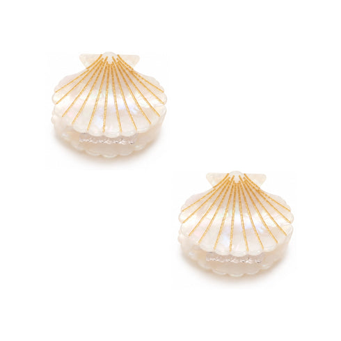 Pinze per Capelli a Forma di Conchiglia Perlate | Set 2 Pezzi Wynie, bi<nco madreperla