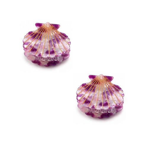 Pinze per Capelli a Forma di Conchiglia Perlate | Set 2 Pezzi Wynie, viola e rosa marmorizzato