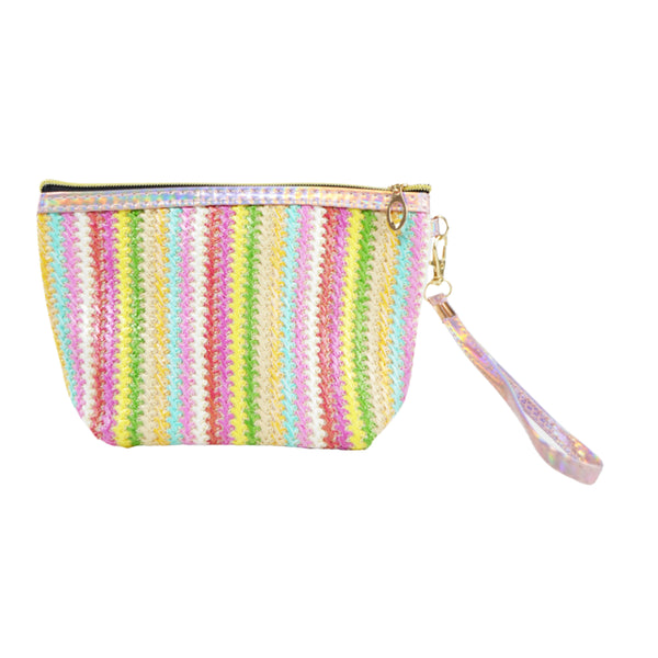 Beauty Pouch Effetto Paglia Intrecciata e Colorata