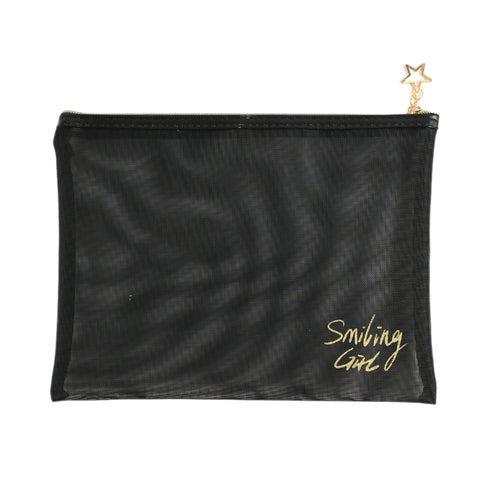 Wynie Pochette Trucco in Rete Nera a Busta - Large | Smiling Girl