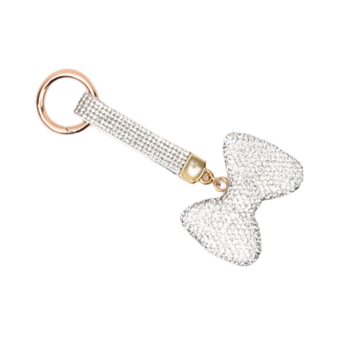 Portachiavi Fiocco Strass Wynie – Charm Brillante per Chiavi e Borsa Bianco