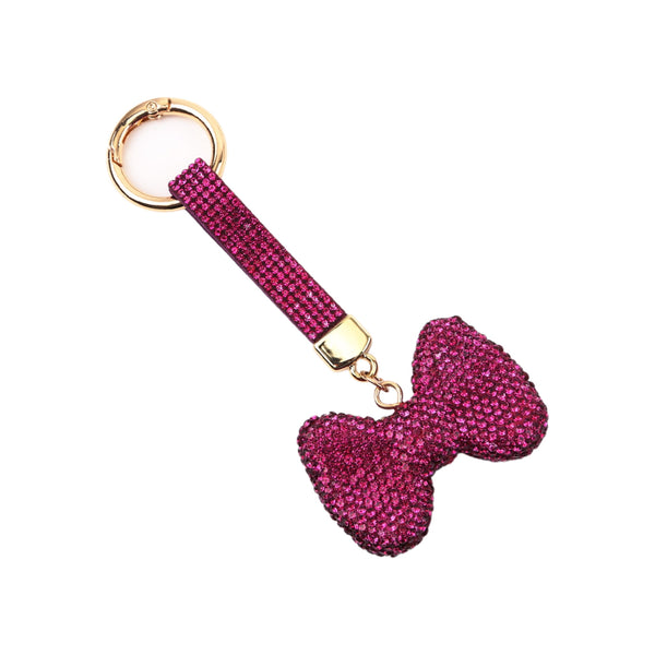 Portachiavi Fiocco Strass Wynie – Charm Brillante per Chiavi e Borsa Fucsia