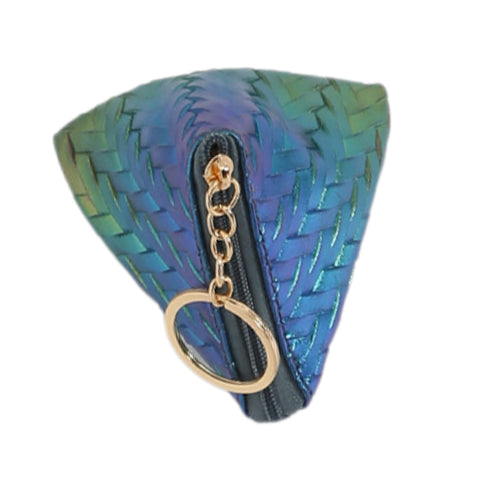 Portachiavi Mini Pouch Charm Wynie - Custodia Zip Portamonete e per Piccoli Oggetti, mix olografico tra blu, viola, verde e oro effetto sirena