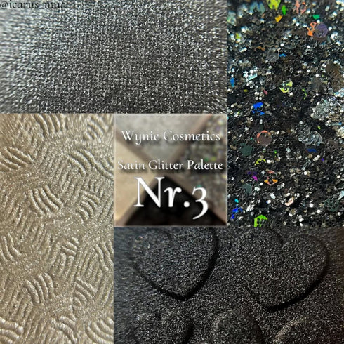 Satin Glitter Eyeshadow Mini Palette Wynie – Ombretti Satinati e Multiglitter 003 nero argento grigio