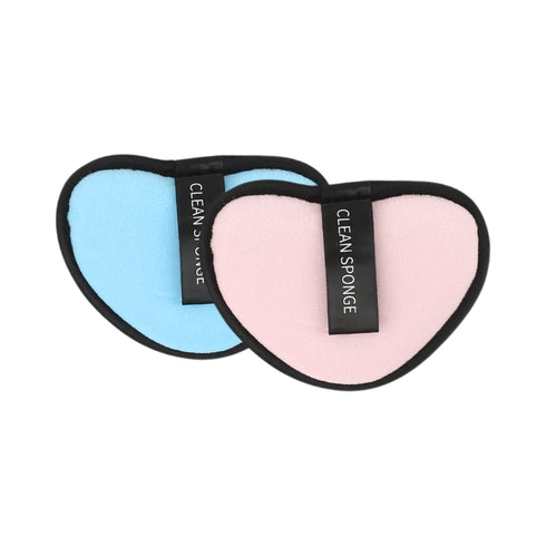 Set 2 Spugnette Viso Wynie Riutilizzabili Cuore – Struccanti e Detergenti Lavabili, azzurro e rosa