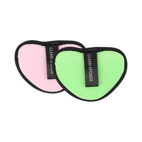 Set 2 Spugnette Viso Wynie Riutilizzabili Cuore – Struccanti e Detergenti Lavabili, rosa e verde