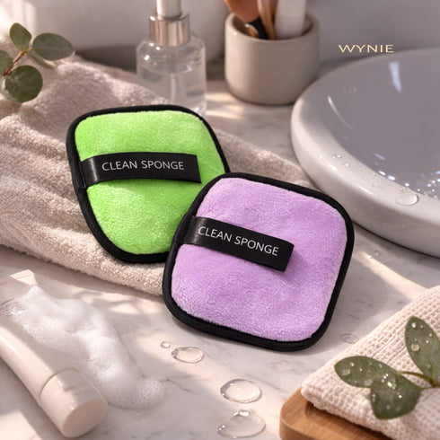 Set 2 Spugnette Viso Wynie Riutilizzabili Quadrate – Struccanti e Detergenti Lavabili