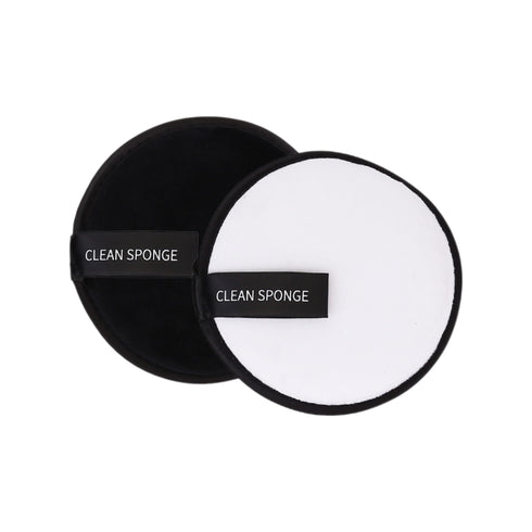 Set 2 Spugnette Viso Wynie Riutilizzabili Tonde – Struccanti e Detergenti Lavabili, nero e bianco