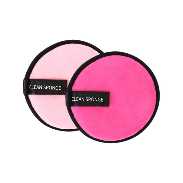 Set 2 Spugnette Viso Wynie Riutilizzabili Tonde – Struccanti e Detergenti Lavabili, rosa e fucsia