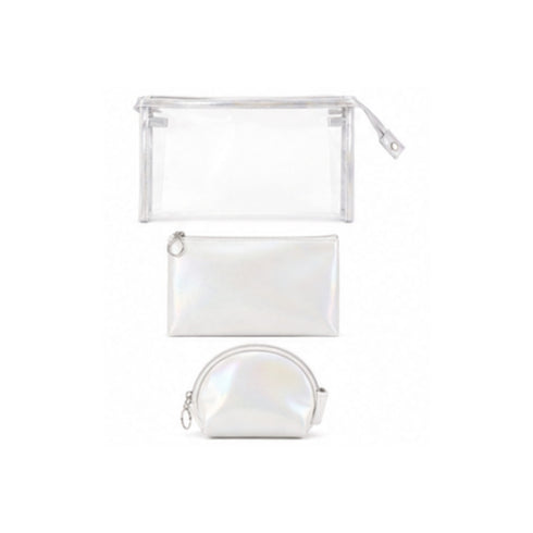 Set di Beauty Bag Effetto Olografico Perlato bianco