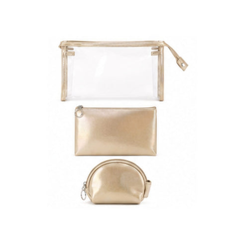 Set di Beauty Bag Effetto Olografico Perlato oro