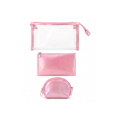 Set di Beauty Bag Effetto Olografico Perlato rosa