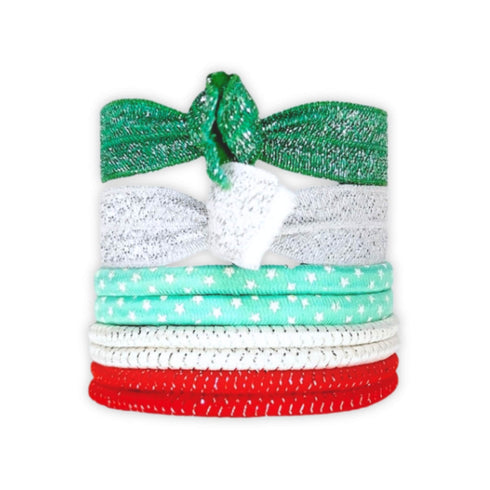 Set Elastici per Capelli Natale – 8 Pezzi Festivi in Verde, Rosso e Argento | Wynie Christmas Collection