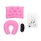 Set da Viaggio WYNIE - Cuscino Cervicale Gonfiabile, Supporto Multifunzione e Mascherina per Dormire | 3 Pezzi, rosa