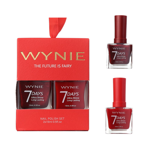 Set Smalti Wynie 7 Days - Santa's List Nail Polish Duo | Edizione Limitata per le Feste, rosso