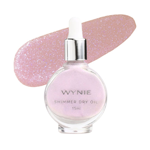 Olio secco illuminante rosa con riflessi fucsia, texture fluida e finish luminoso effetto olografico